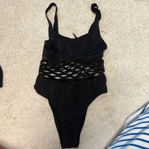 Black fishnet bathing suit